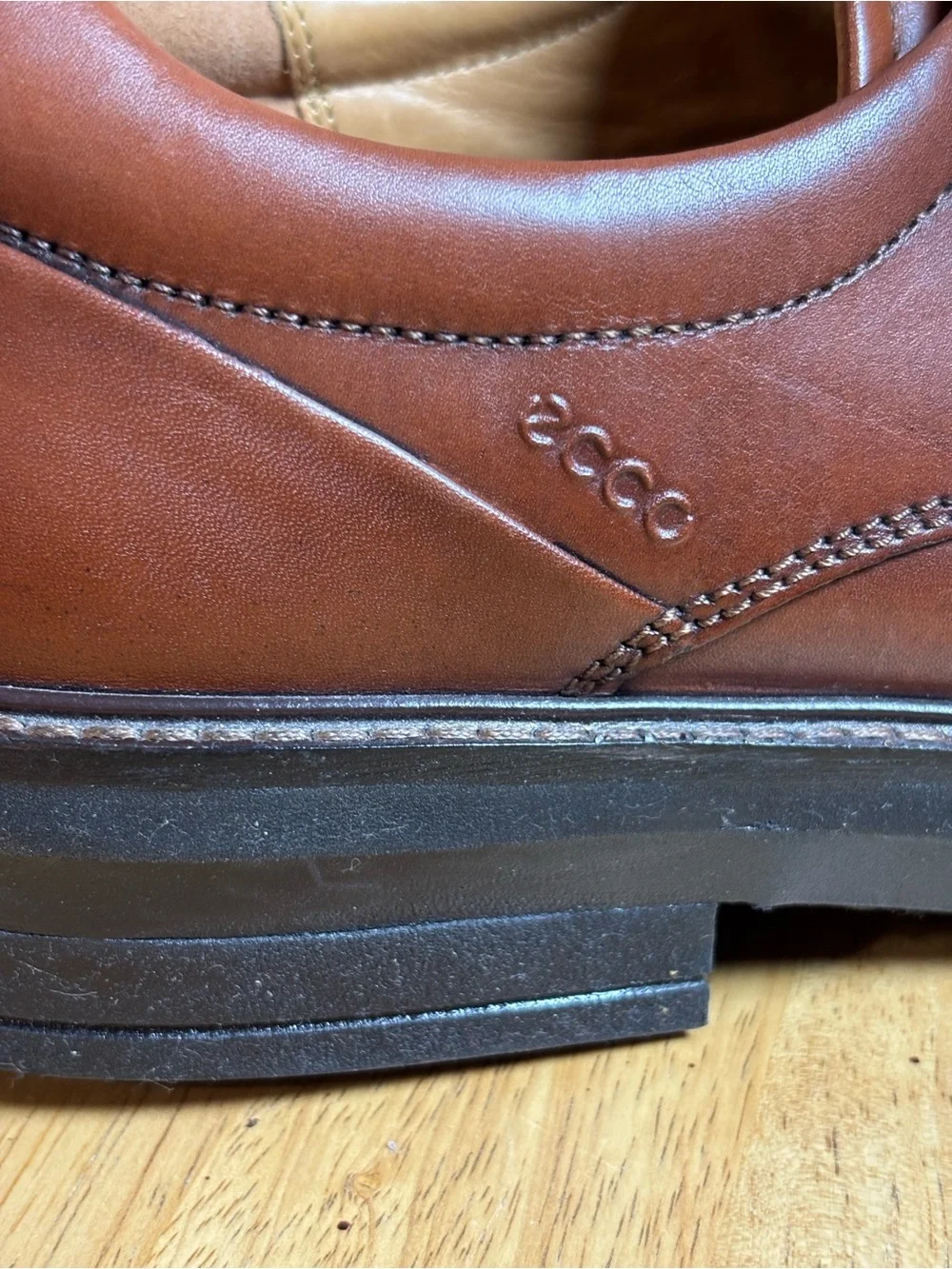 ECCO Seattle Men's Apron Toe Leather Oxford Shoes Brown Size 10 Excellent